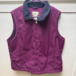 L.L. Bean Plum Vest with Fleece Collar Size L
